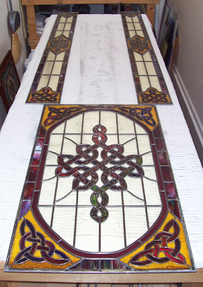Celtic stained glass door panel
